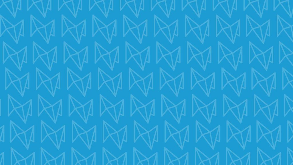 A repeating geometric pattern of light blue line art on a blue background