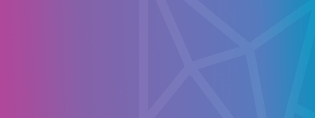 A gradient background transitioning from purple to blue with geometric line patterns