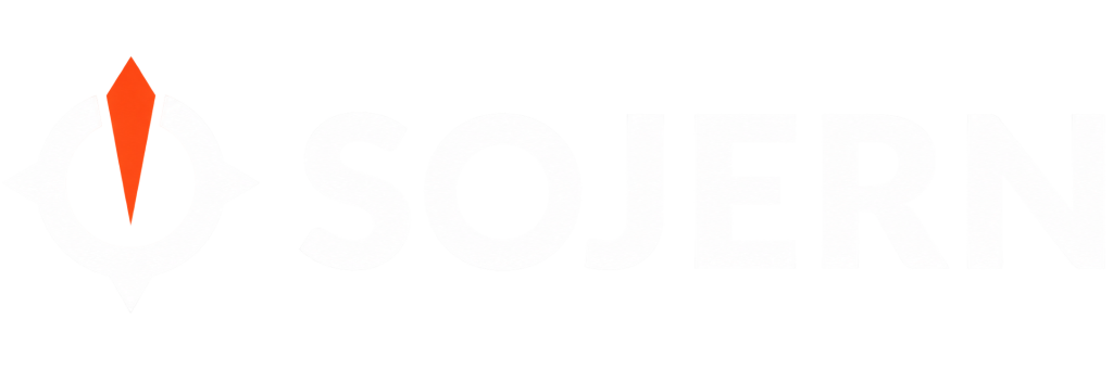 The Sojern logo featuring a white wordmark and a stylized orange compass needle icon